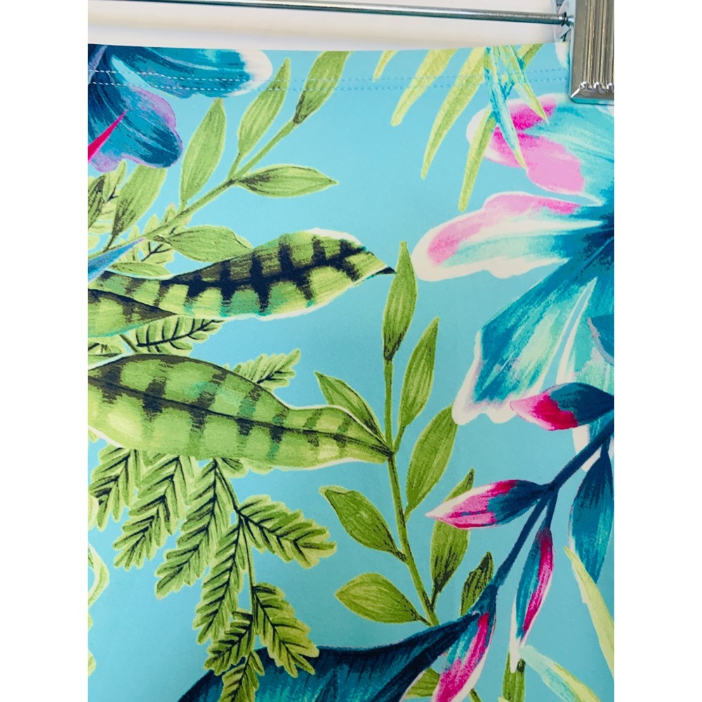Tommy Bahama Ruffle Skirt Women XS Blue Tropical Palm Floral Swim Cover Resort - Picture 5 of 11
